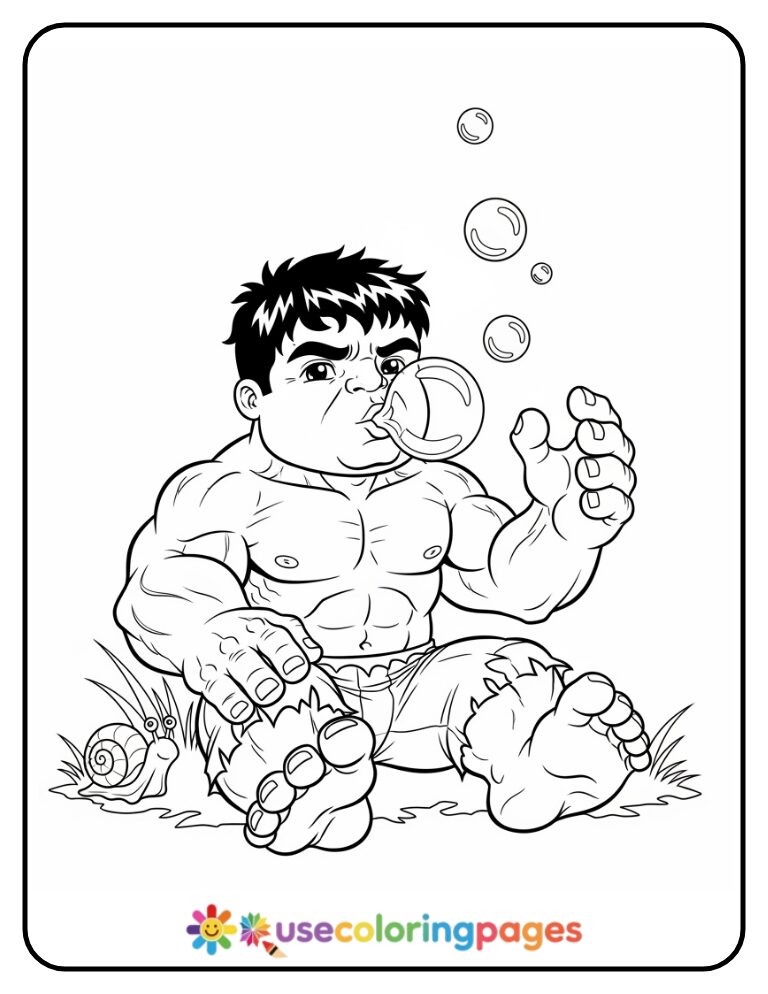 Hulk Blowing Bubbles Coloring Page For Kids