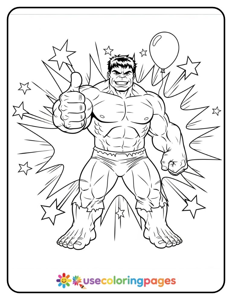 Hulk Giving A Thumbs Up Coloring Page Printable