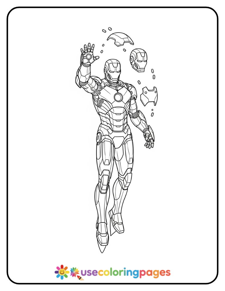 Iron Man Building Upgrade Suit Coloring Page Printable