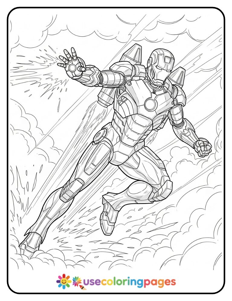 Iron Man Jetpack Escape Coloring Page Printable