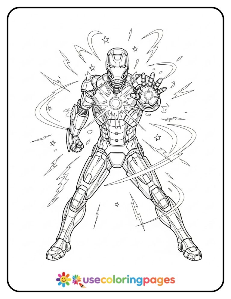 Iron Man Power Boost Coloring Page Printable