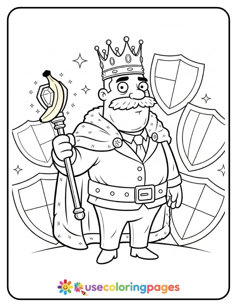 King Bob Holding a Royal Scepter Coloring Page
