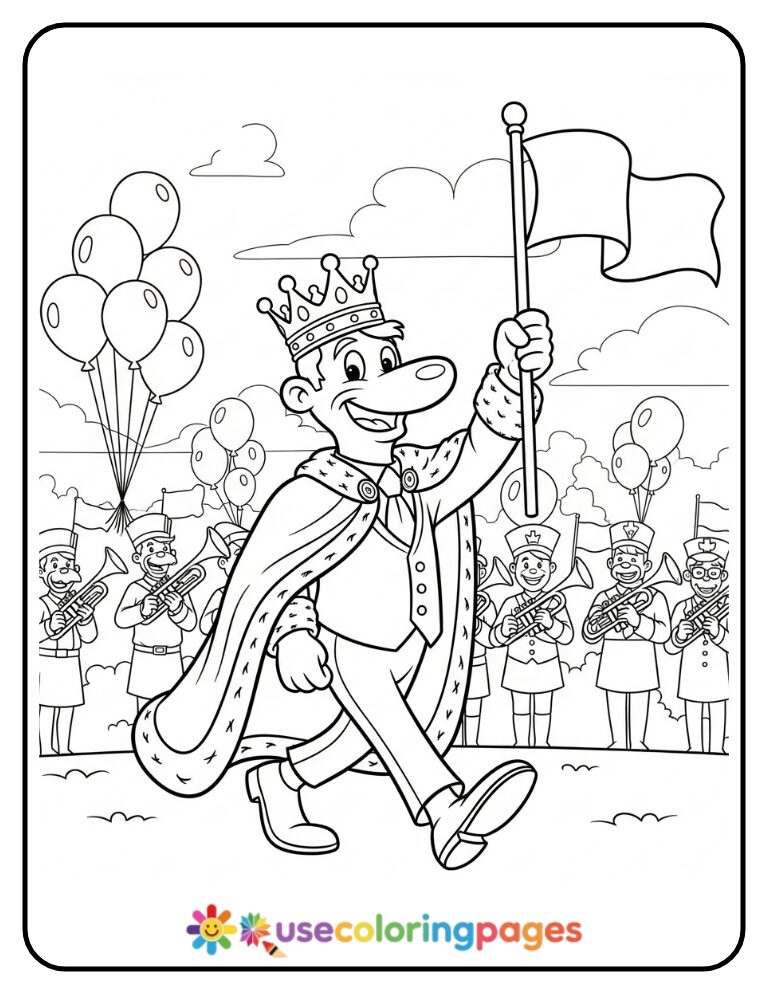 King Bob Leading a Parade Coloring Page