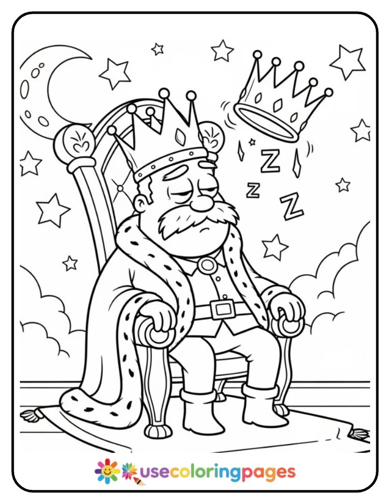 King Bob Sleeping on His Throne Coloring Page