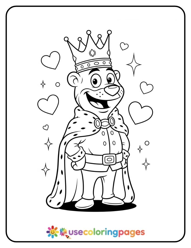 King Bob Wearing a Cape and Smiling Coloring Page