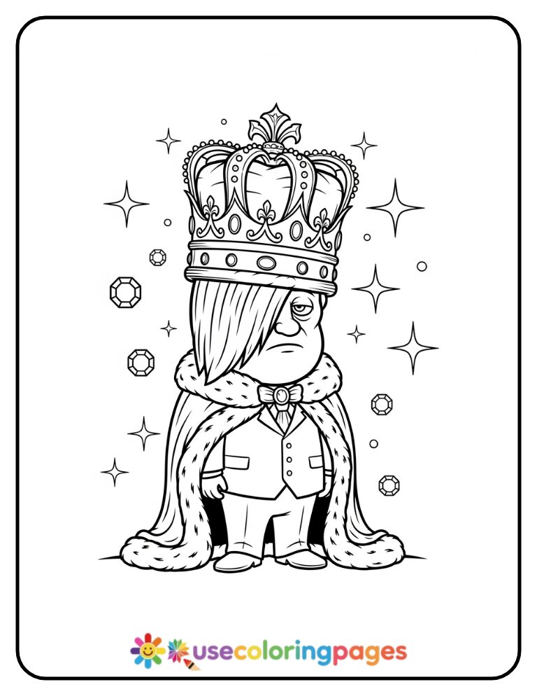 King Bob Wearing a Giant Crown Coloring Page