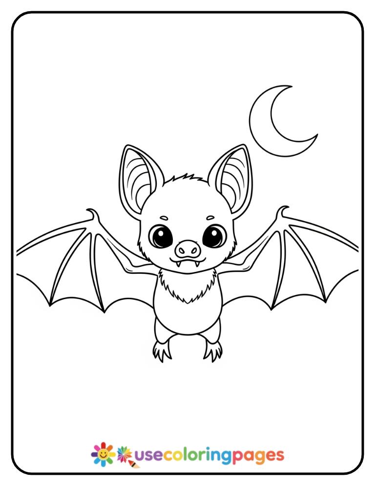 Little Bat Flutter Coloring Page Printable