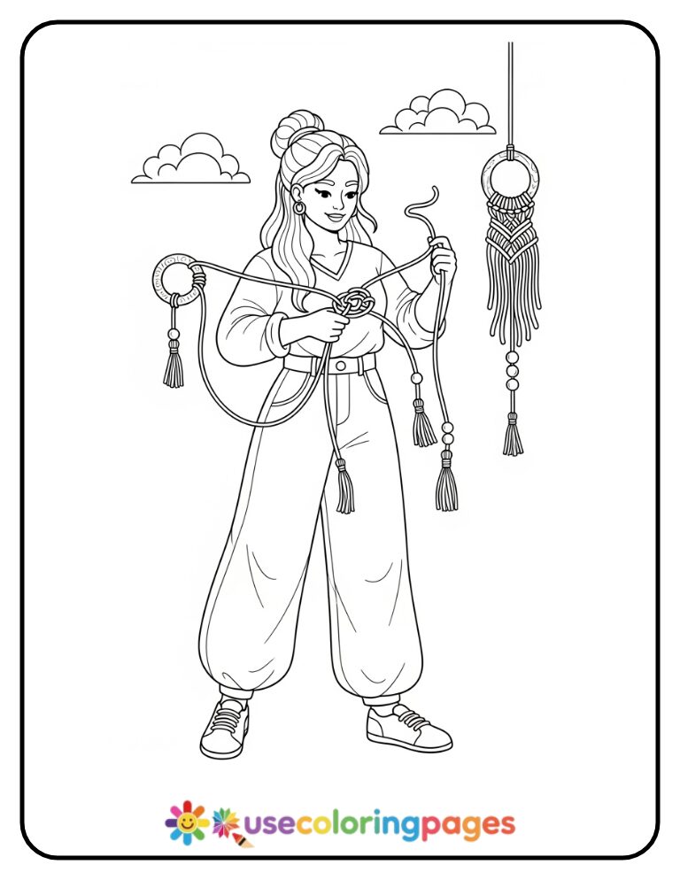 Macramé Knotting Coloring Page Printable