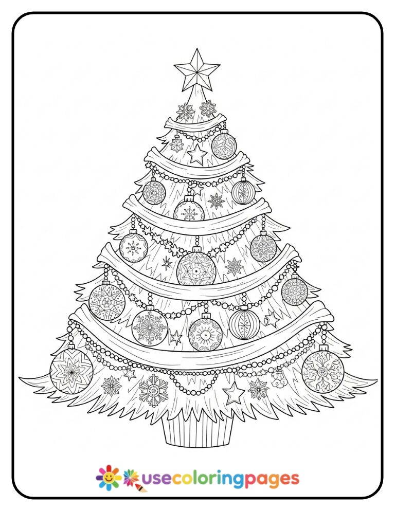 Mandala Christmas Tree Coloring Page