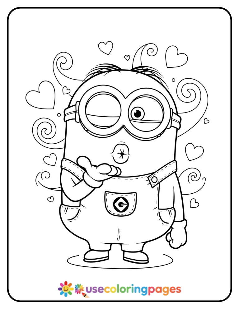 Minion Blowing a Kiss Coloring Page