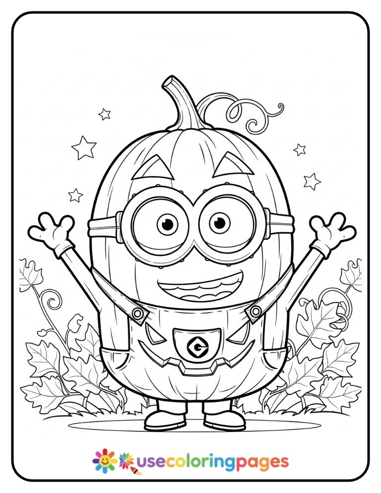Minion Dressed as a Pumpkin Coloring Page