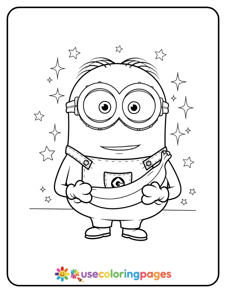 Minion Holding a Banana Coloring Page