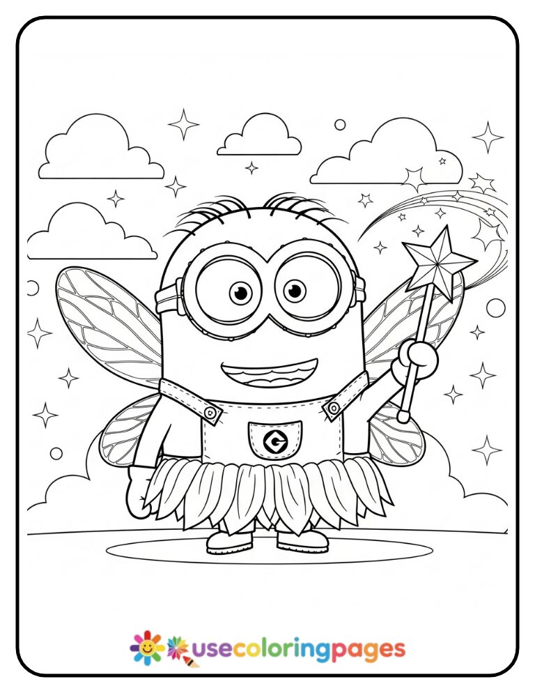 Minion Holding a Star Wand Coloring Page