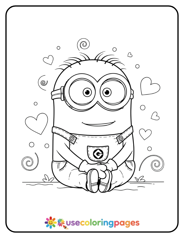 Minion Sitting on the Floor Coloring Page
