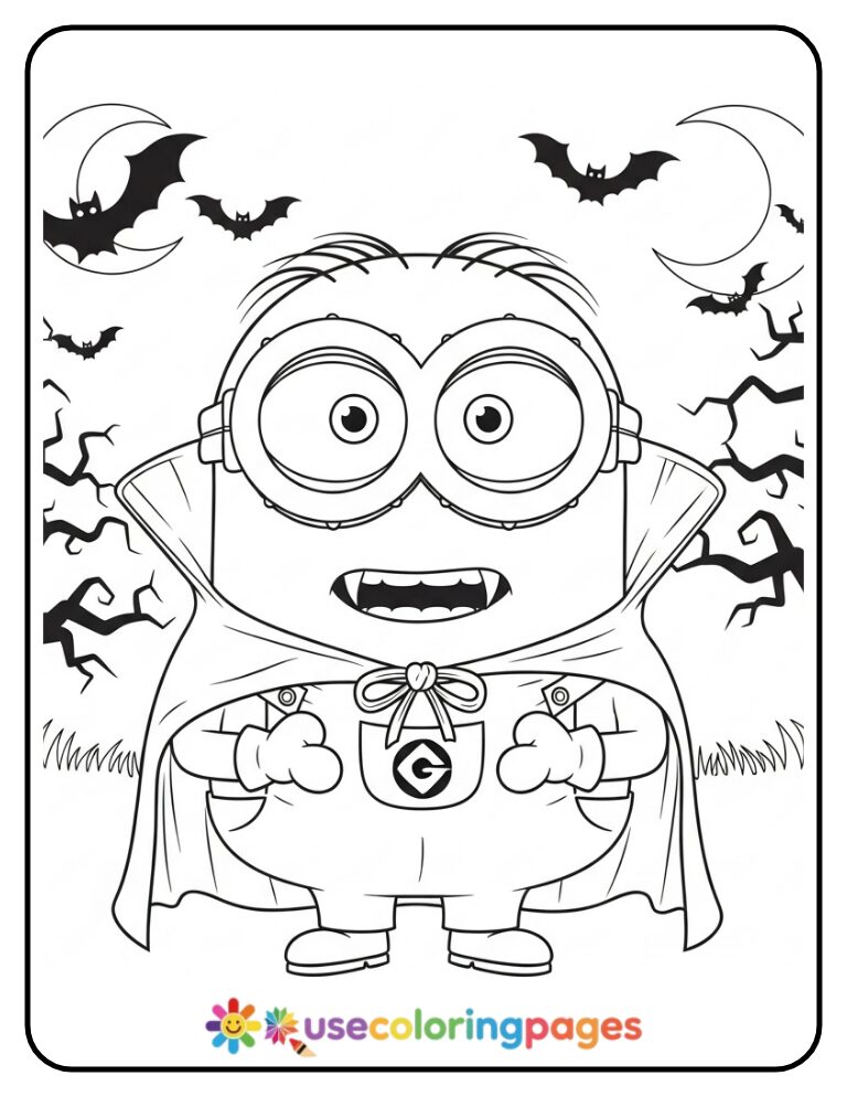 Minion Wearing a Vampire Cape Coloring Page