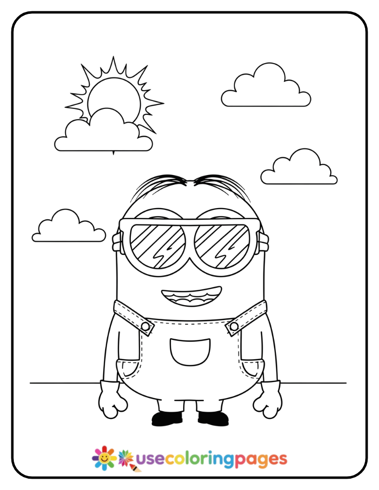 Minion with Sunglasses Coloring Page