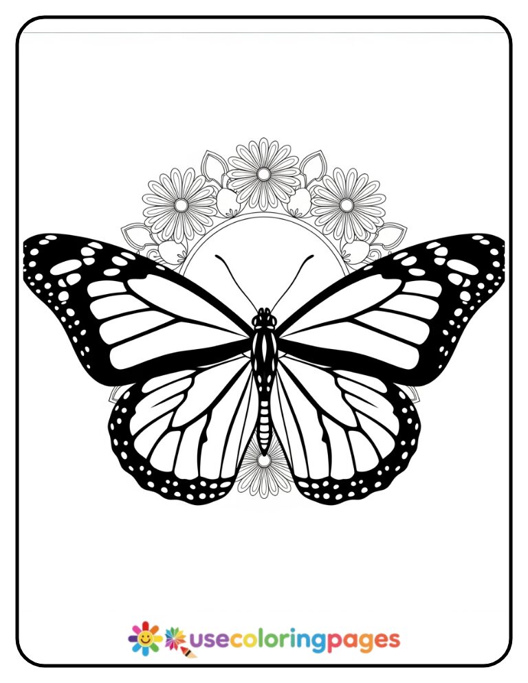 Monarch Butterfly With Open Wings Coloring Page