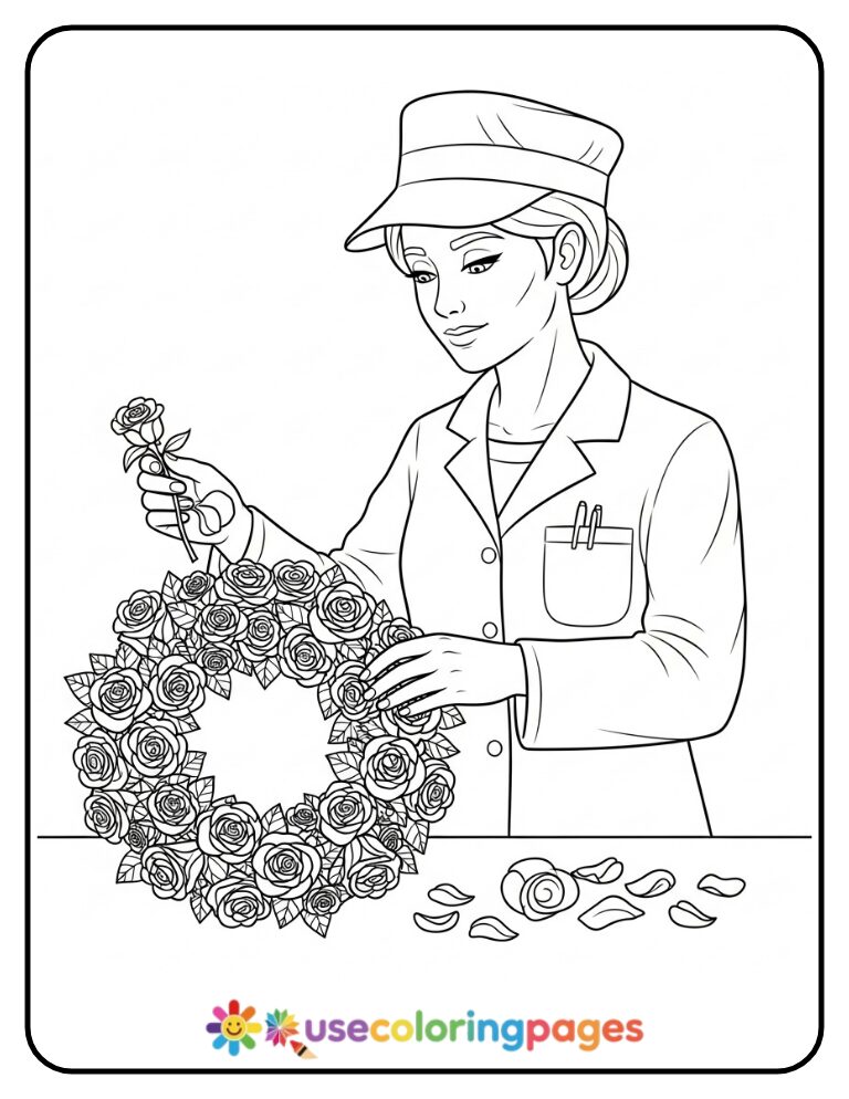 Mortician Flower Arrangement Coloring Page Printable