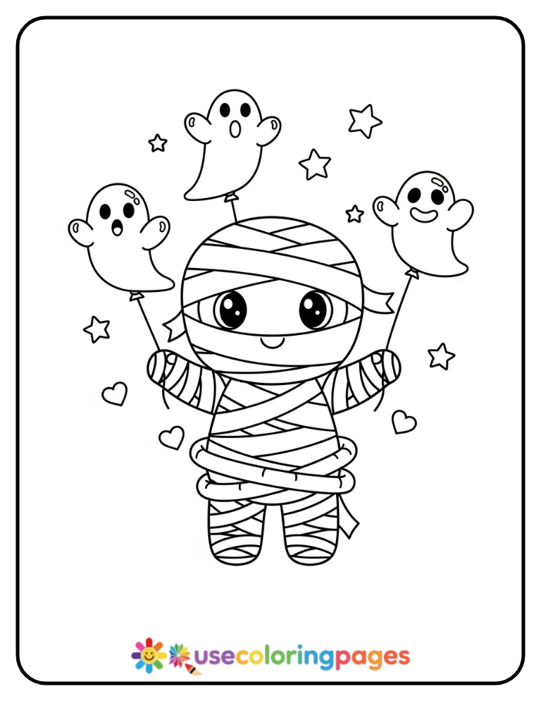 Mummy Balloon Animal Coloring Page Printable