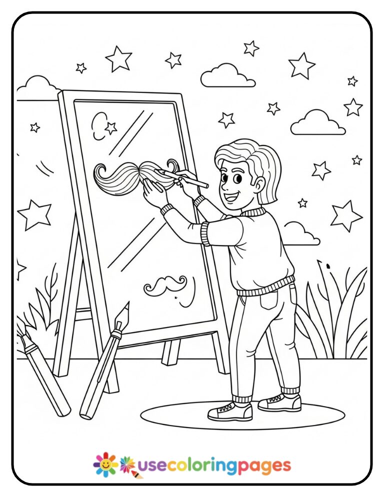 Mustache Drawing Coloring Page Printable