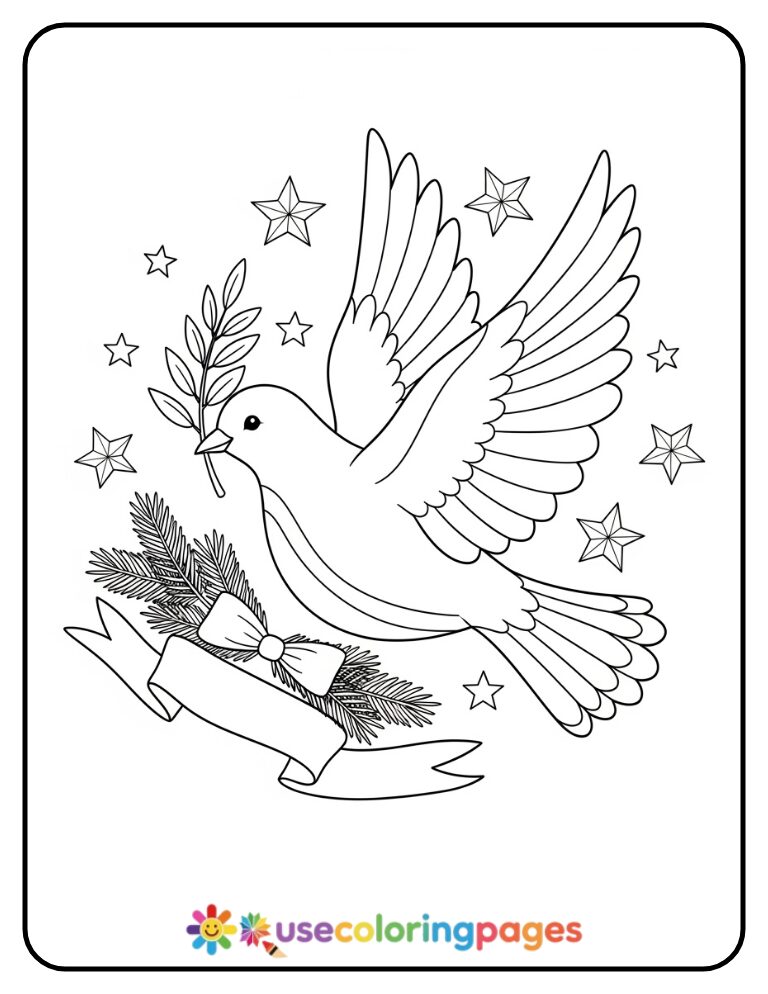 Peace Dove with Olive Branch Coloring Page