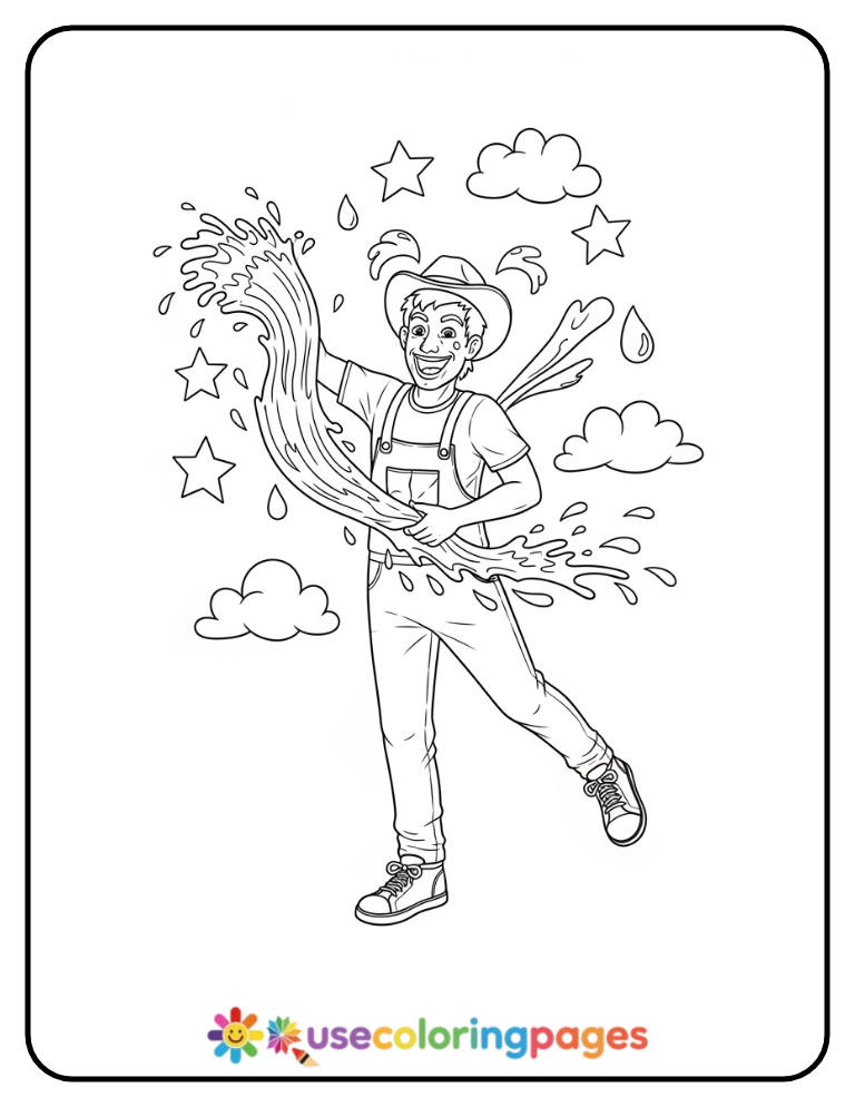 Prankster Water Splash Coloring Page Printable