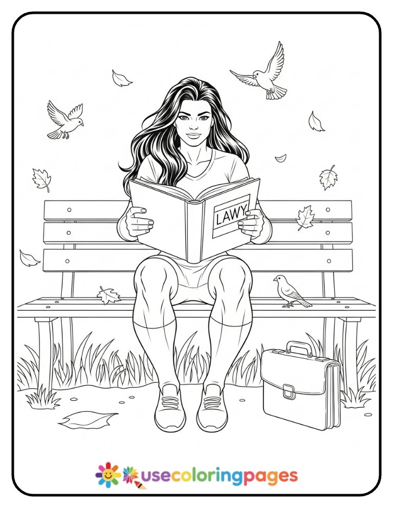 She-Hulk Reading A Law Book Coloring Page Printable