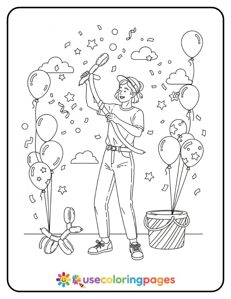 Silly Balloon Animal Coloring Page Printable