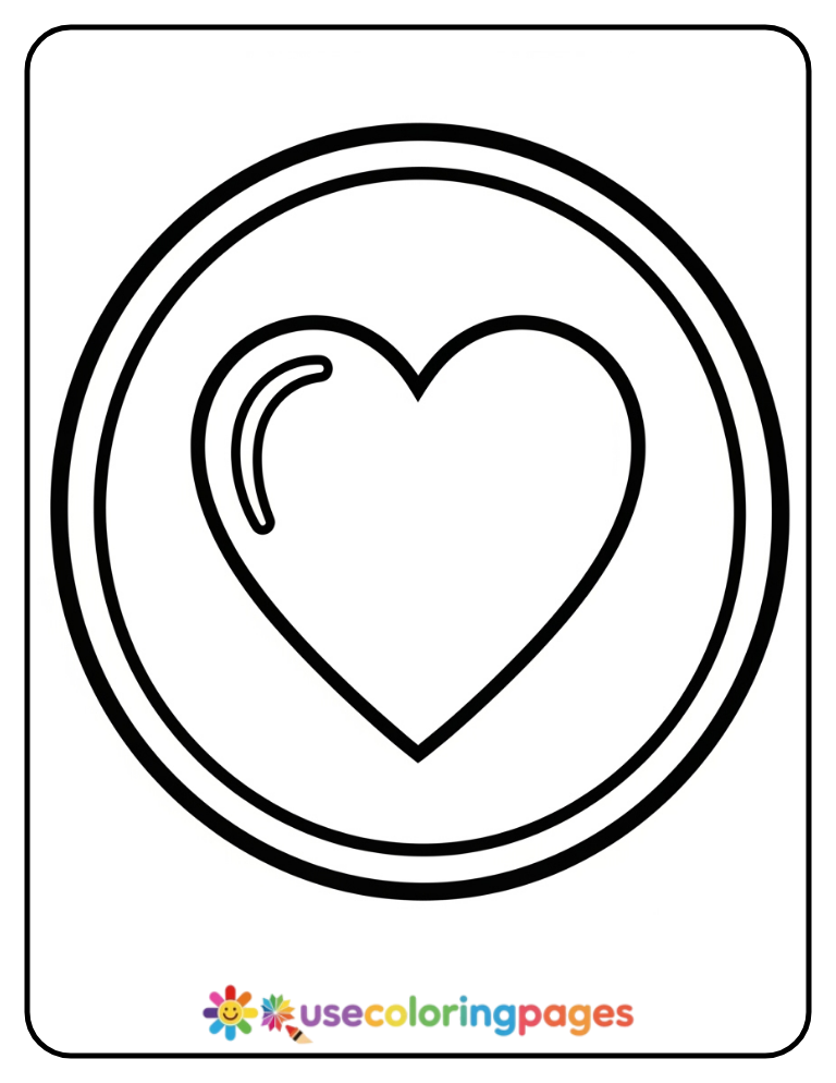 Simple Heart in a Circle Coloring Page