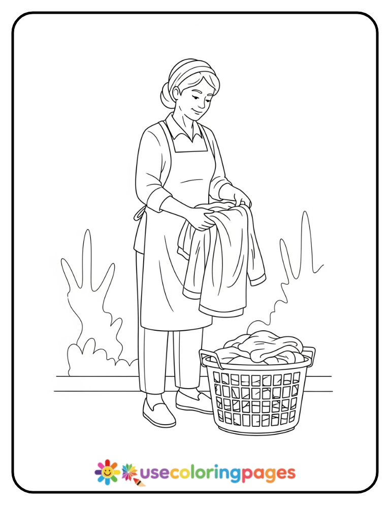 Simple Laundry Sorting Coloring Page Printable