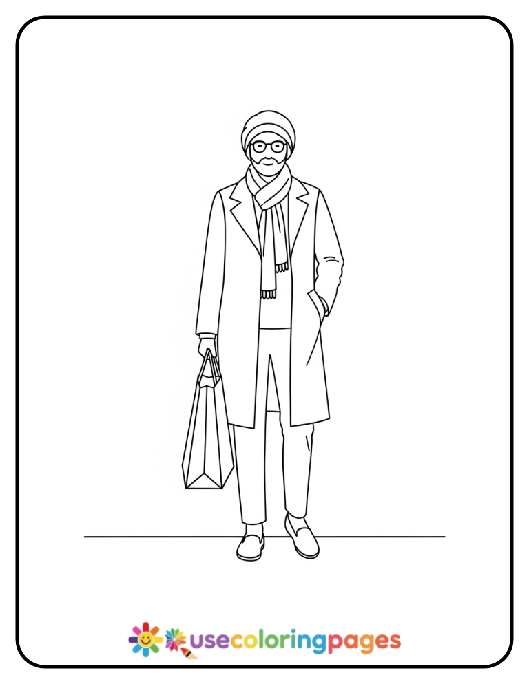 Simple Shopping Bag Coloring Page Printable