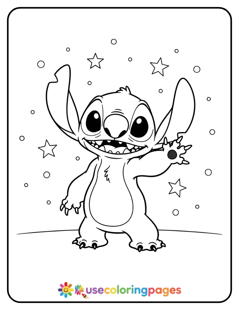 Simple Stitch Waving Hello Coloring Page Printable