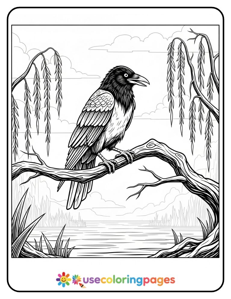 _Sinister Crow Perch Coloring Page Printable