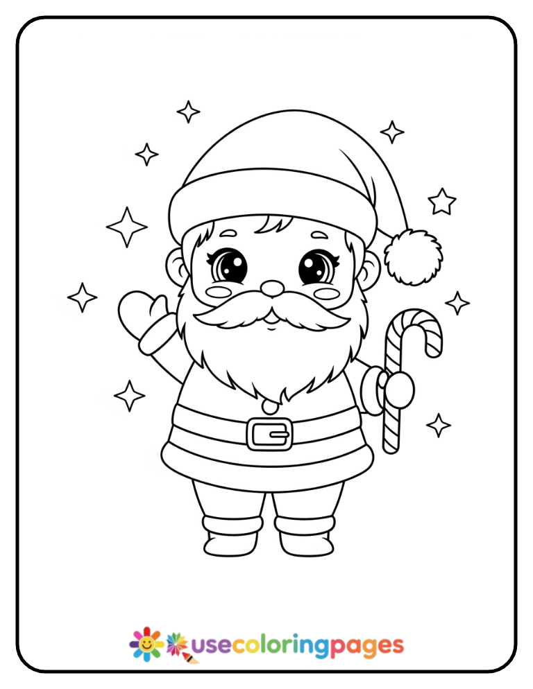Smiling Santa Waving Hello Coloring Page