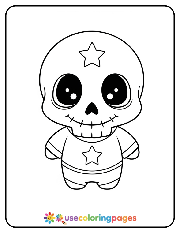 _Smiling Skull Coloring Page Printable