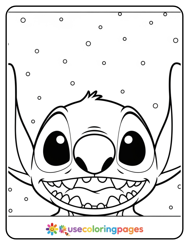 Smiling Stitch Face Close-Up Coloring Page