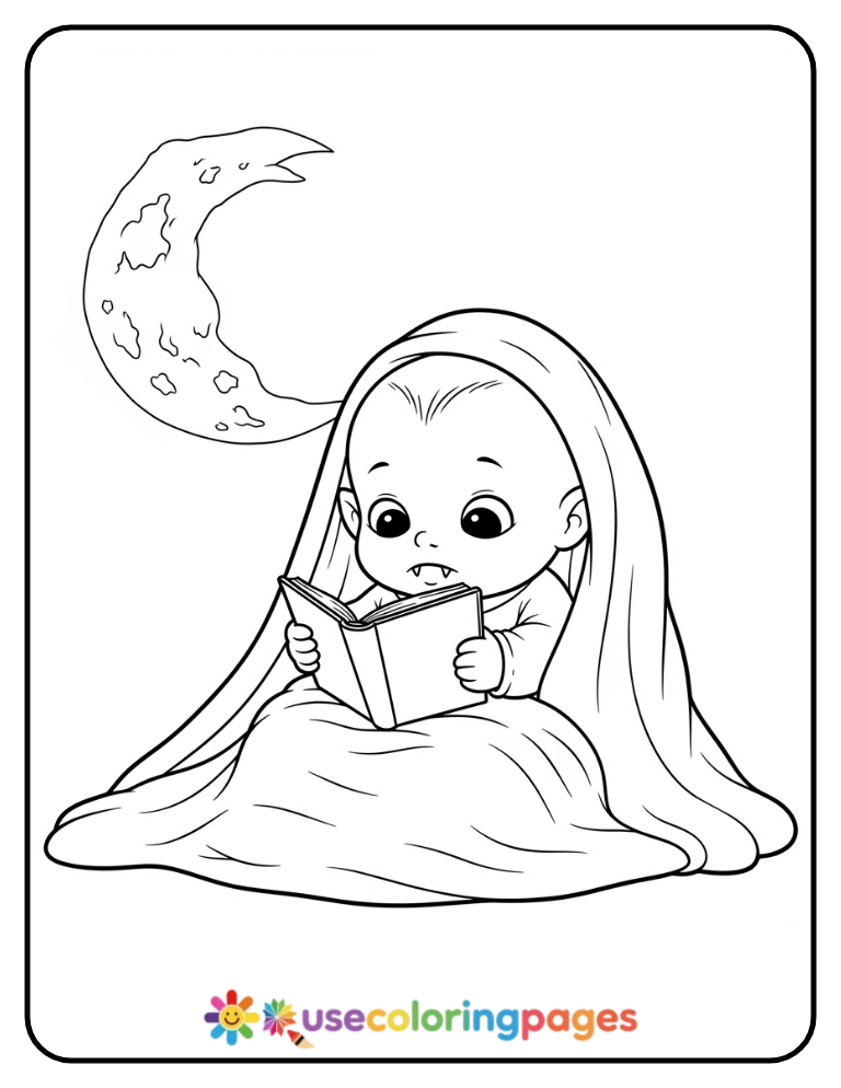 Storytime Vampire Coloring Page Printable