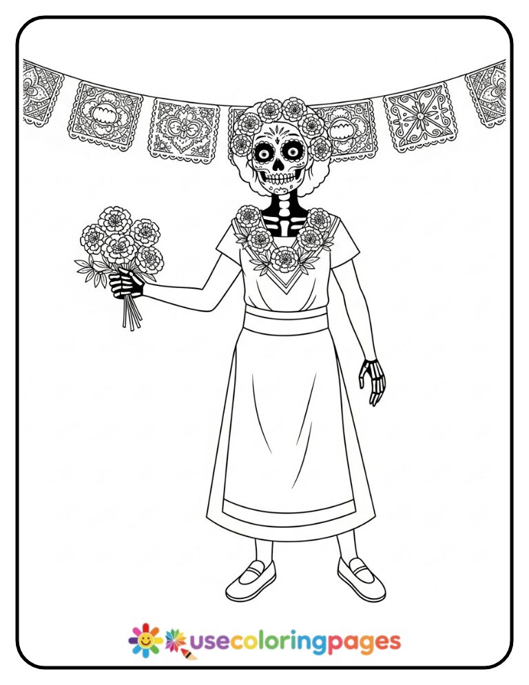 Sugar Skull Celebration Coloring Page Printable