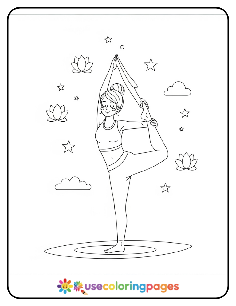 Zen Yoga Pose Coloring Page Printable